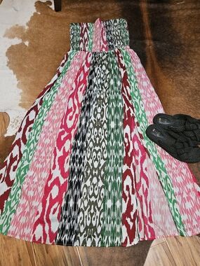 Loft Ann Taylor Colorful Maxi Sundress Small/Medium Side Split Nwot